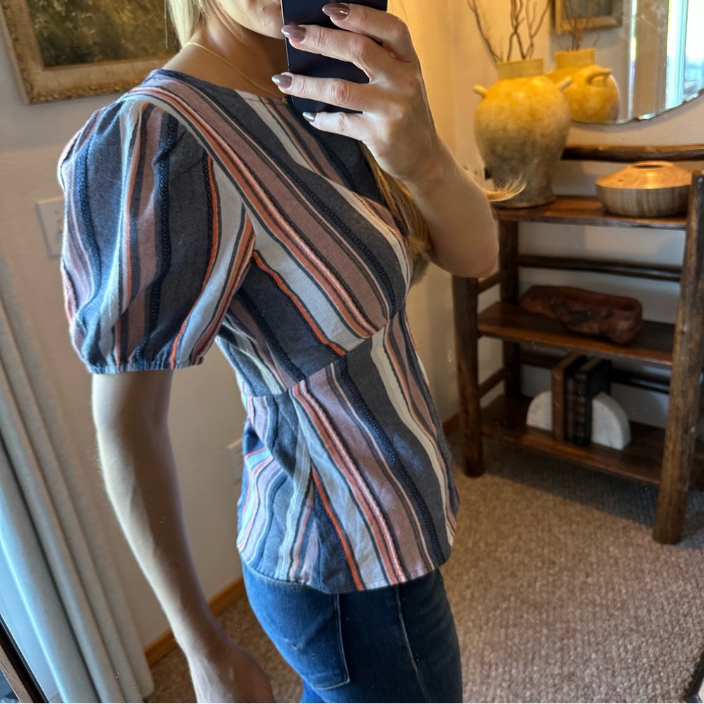 Orange Creek Multicolor Striped Blouse - Picture 3 of 11